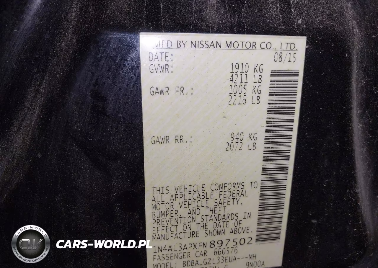 2015 Nissan Altima 2.5 S VIN:1N4AL3APXFN897502 - 9