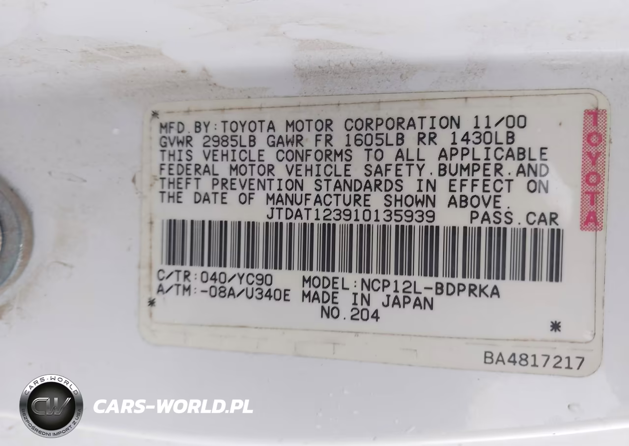 2001 Toyota Echo VIN:JTDAT123910135939 - 9