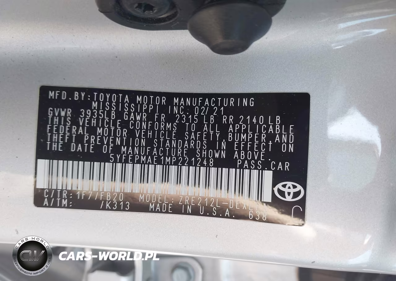 2021 Toyota Corolla Le VIN:5YFEPMAE1MP221248 - 9