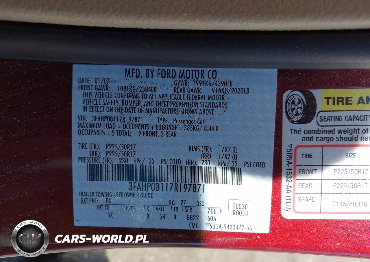 2007 Ford Fusion Sel VIN:3FAHP08117R197871 - 9
