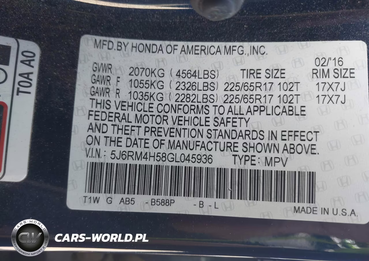 2016 Honda Cr-V Ex VIN:5J6RM4H58GL045936 - 9