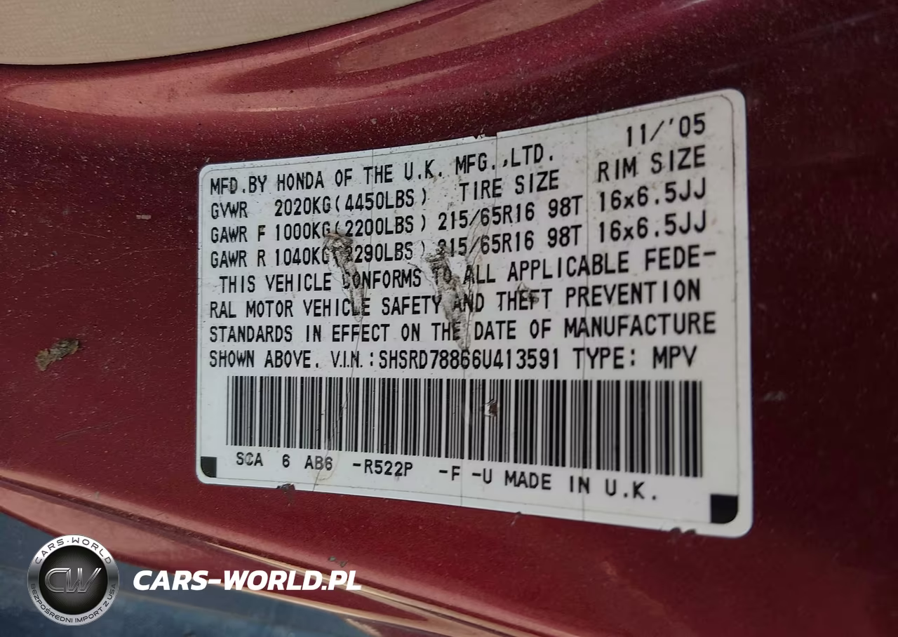 2006 Honda Cr-V Ex VIN:SHSRD78866U413591 - 9