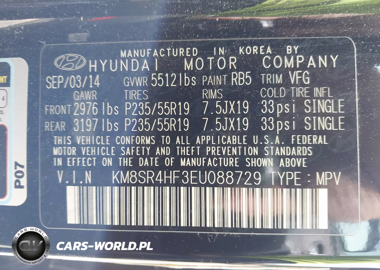 2014 Hyundai Santa Fe Limited VIN:KM8SR4HF3EU088729 - 9