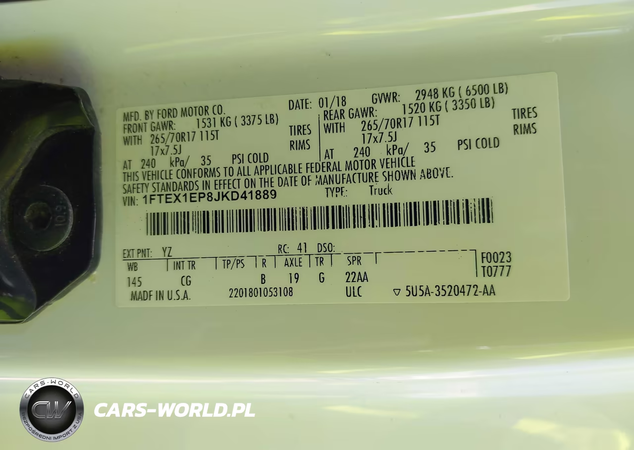 2018 Ford F-150 Xl VIN:1FTEX1EP8JKD41889 - 9