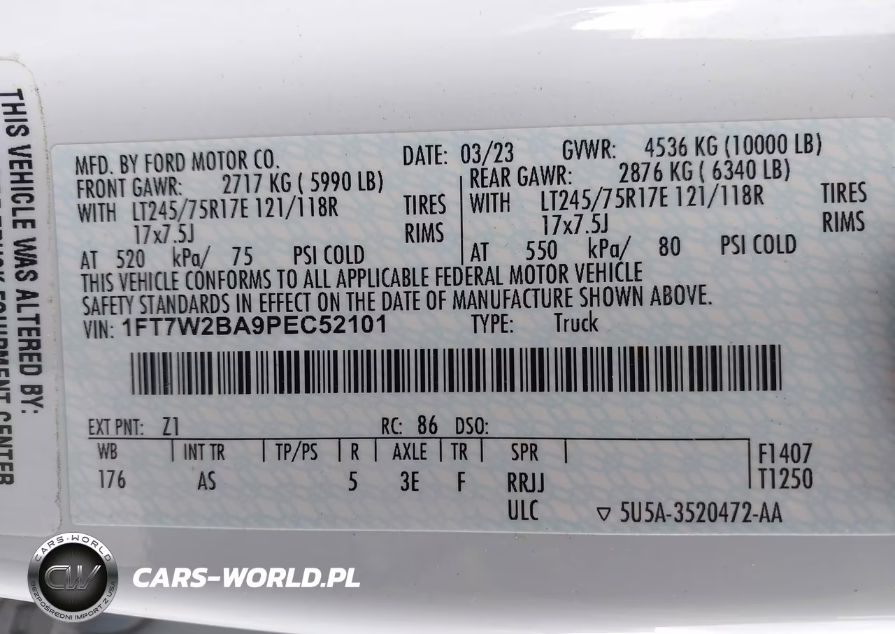 2023 Ford F-250 Xl VIN:1FT7W2BA9PEC52101 - 9