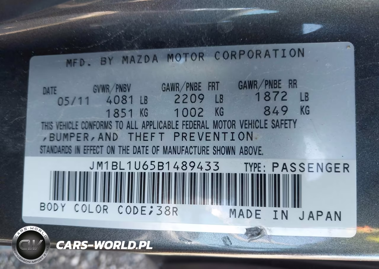 2011 Mazda Mazda3 S Sport VIN:JM1BL1U65B1489433 - 9