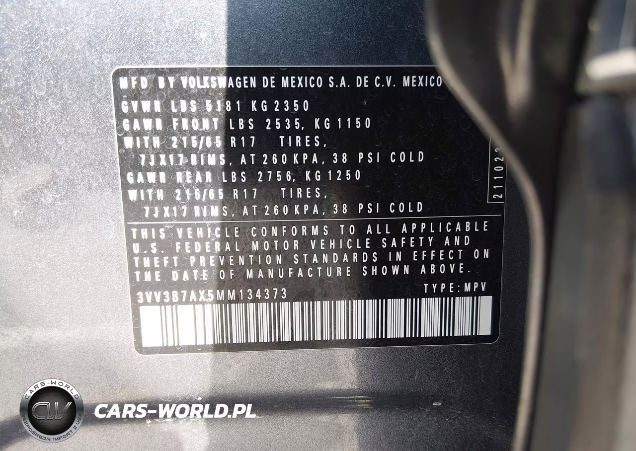 2021 Volkswagen Tiguan VIN:3VV3B7AX5MM134373 - 9