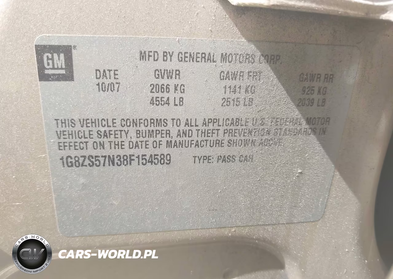 2008 Saturn Aura Xe VIN:1G8ZS57N38F154589 - 9