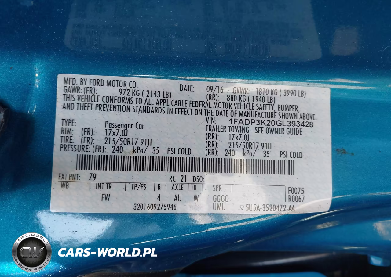 2016 Ford Focus Se VIN:1FADP3K20GL393428 - 9