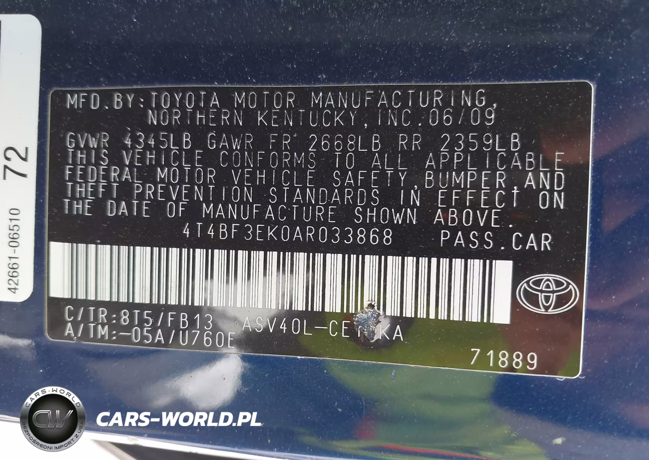 2010 Toyota Camry Le VIN:4T4BF3EK0AR033868 - 9