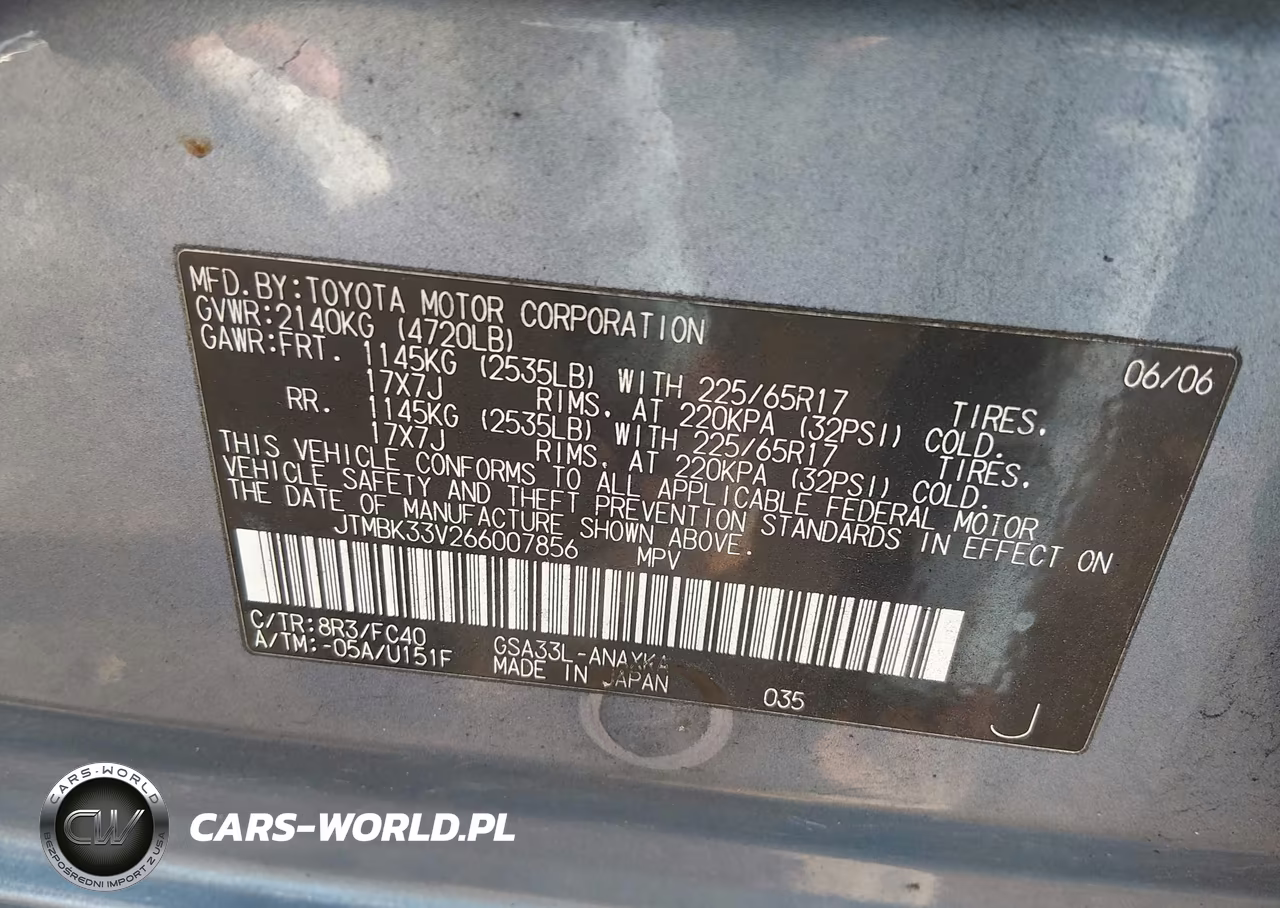 2006 Toyota Rav4 Base V6 VIN:JTMBK33V266007856 - 9