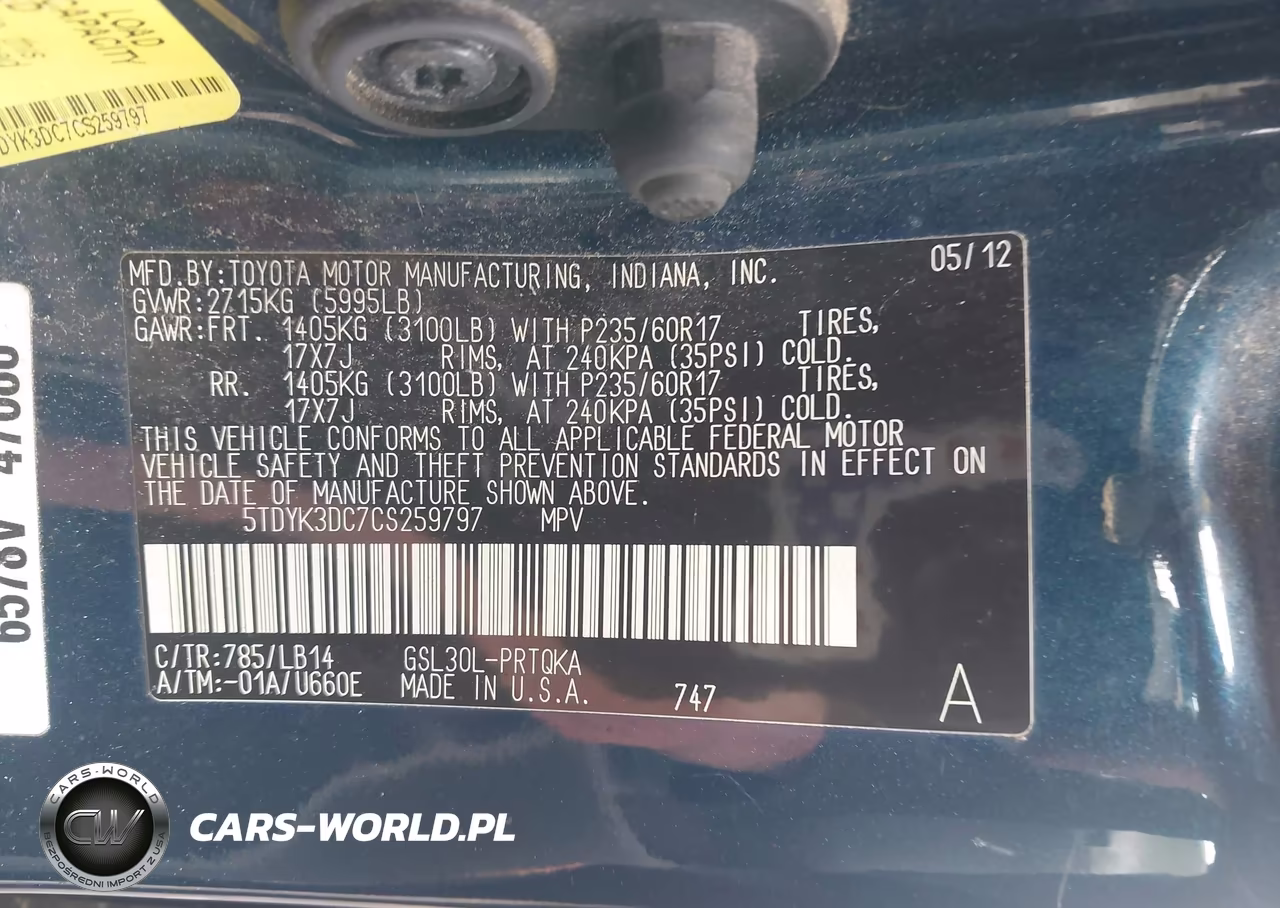 2012 Toyota Sienna Xle V6 8 Passenger VIN:5TDYK3DC7CS259797 - 9