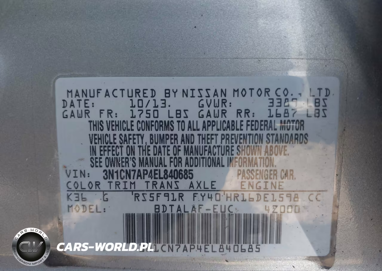 2014 Nissan Versa 1.6 S VIN:3N1CN7AP4EL840685 - 9