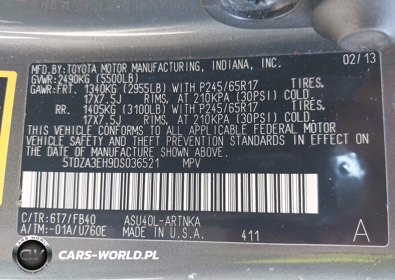 2013 Toyota Highlander VIN:5TDZA3EH9DS036521 - 9