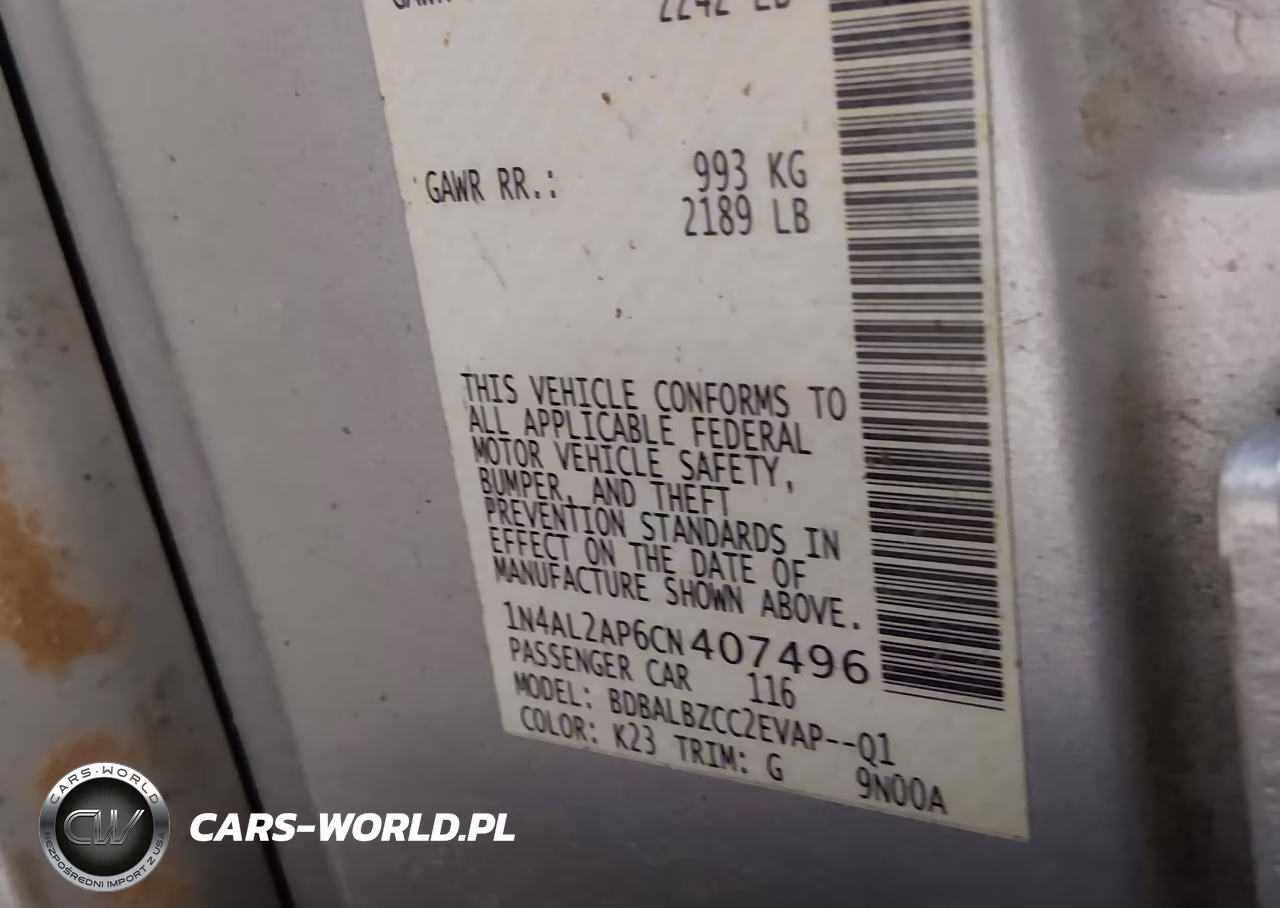 2012 Nissan Altima 2.5 S VIN:1N4AL2AP6CN407496 - 9