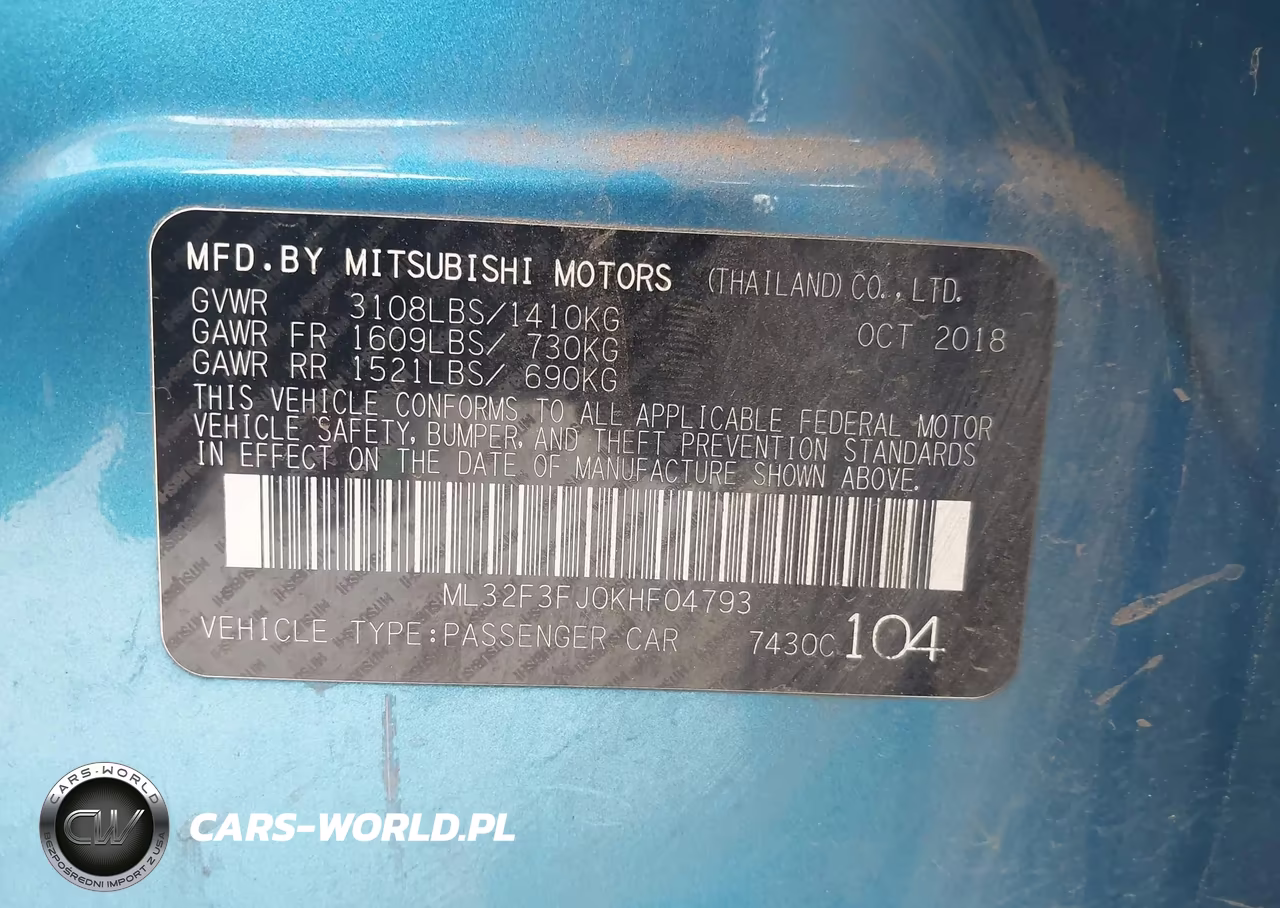 2019 Mitsubishi Mirage G4 Es VIN:ML32F3FJ0KHF04793 - 9