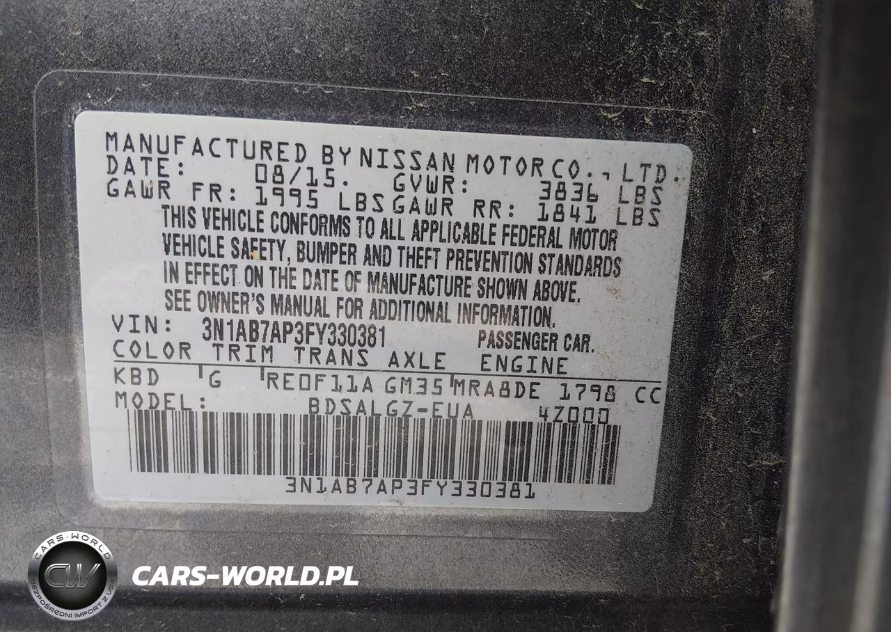 2015 Nissan Sentra Sl VIN:3N1AB7AP3FY330381 - 9