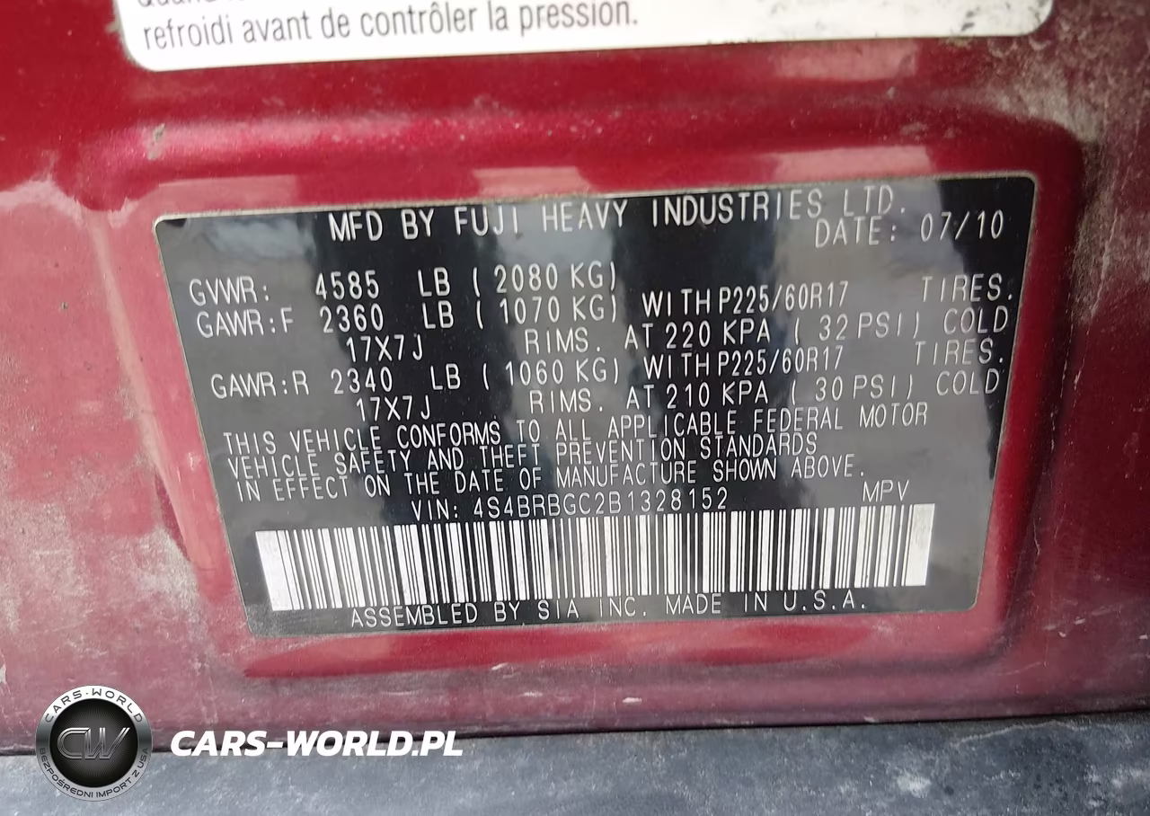 2011 Subaru Outback 2.5I Premium VIN:4S4BRBGC2B1328152 - 9