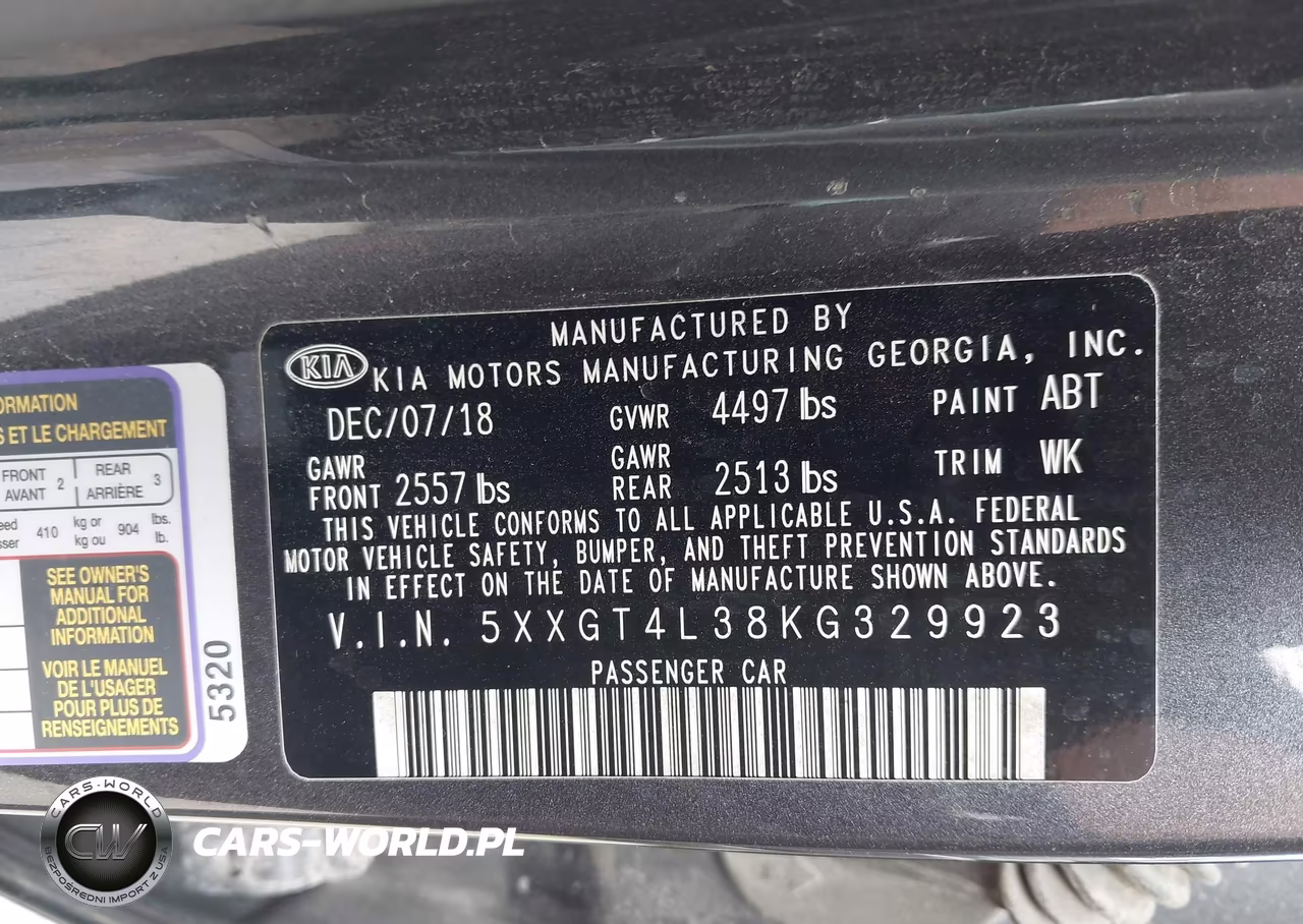2019 Kia Optima S VIN:5XXGT4L38KG329923 - 9