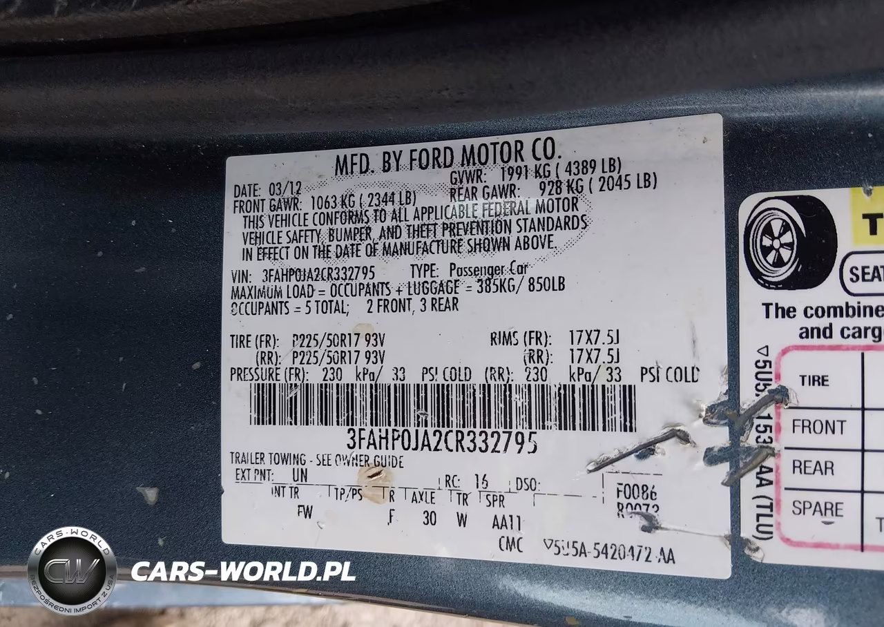 2012 Ford Fusion Sel VIN:3FAHP0JA2CR332795 - 9