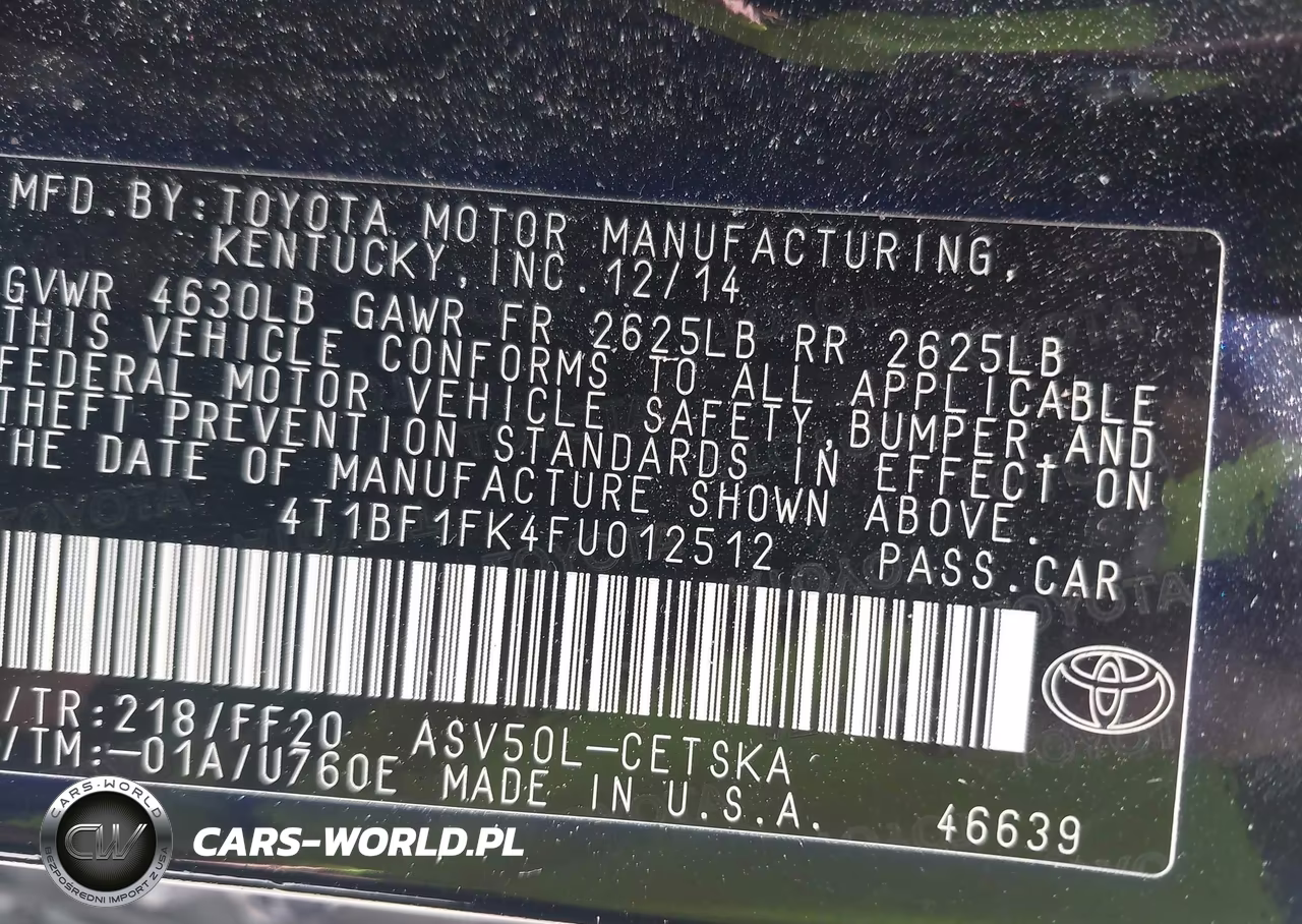 2015 Toyota Camry Se VIN:4T1BF1FK4FU012512 - 9