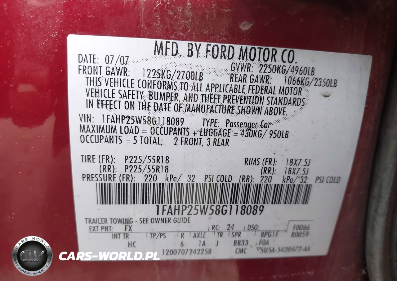 2008 Ford Taurus Limited VIN:1FAHP25W58G118089 - 9