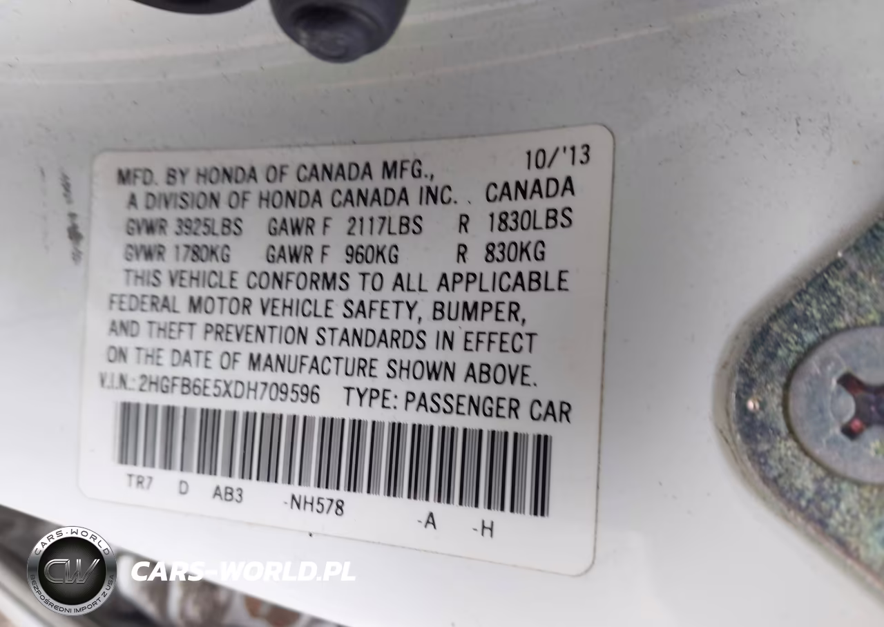 2013 Honda Civic Si VIN:2HGFB6E5XDH709596 - 9