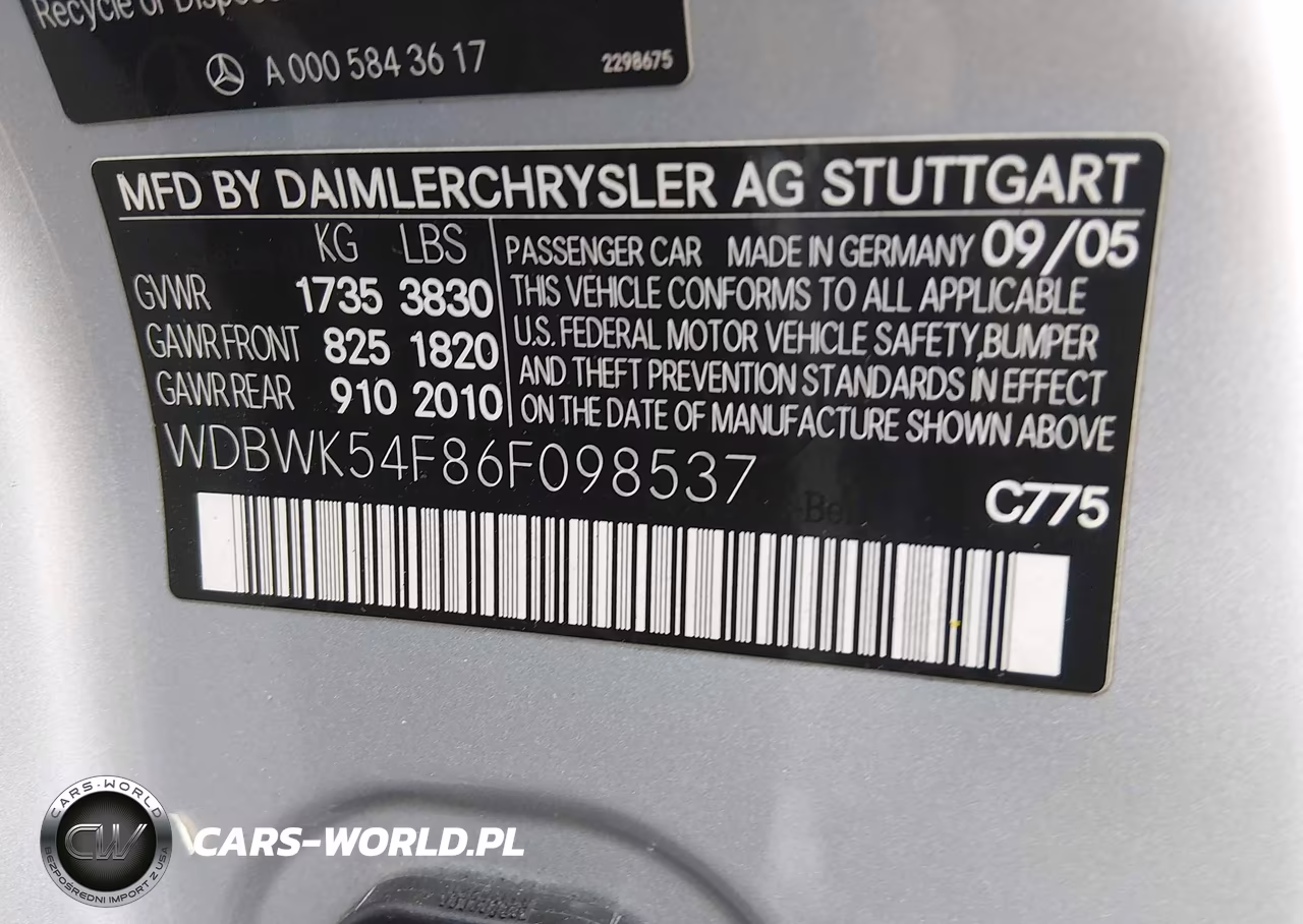 2006 Mercedes-Benz Slk 280 VIN:WDBWK54F86F098537 - 9
