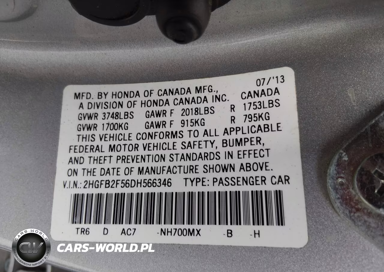2013 Honda Civic Lx VIN:2HGFB2F56DH566346 - 9