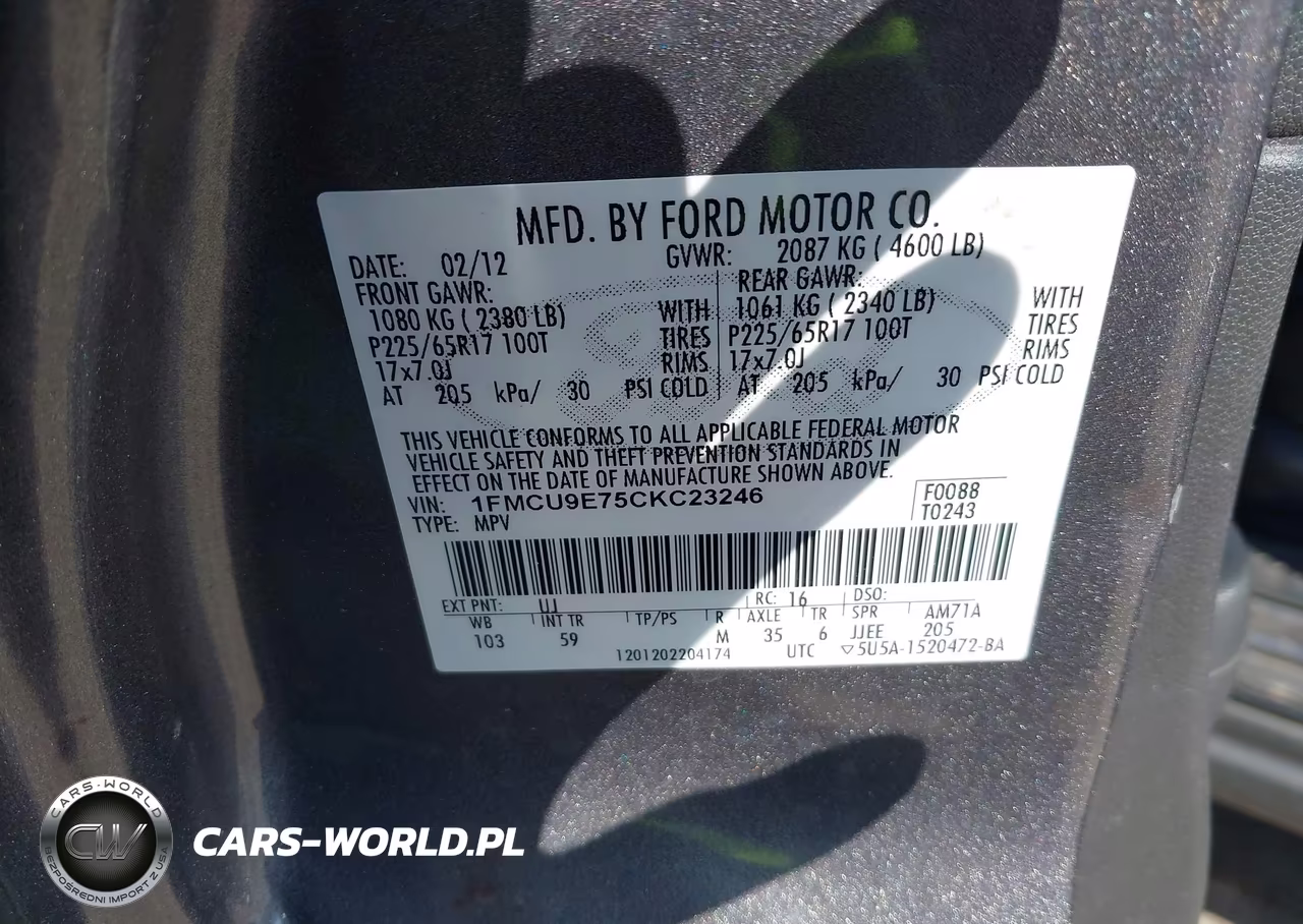 2012 Ford Escape Limited VIN:1FMCU9E75CKC23246 - 9