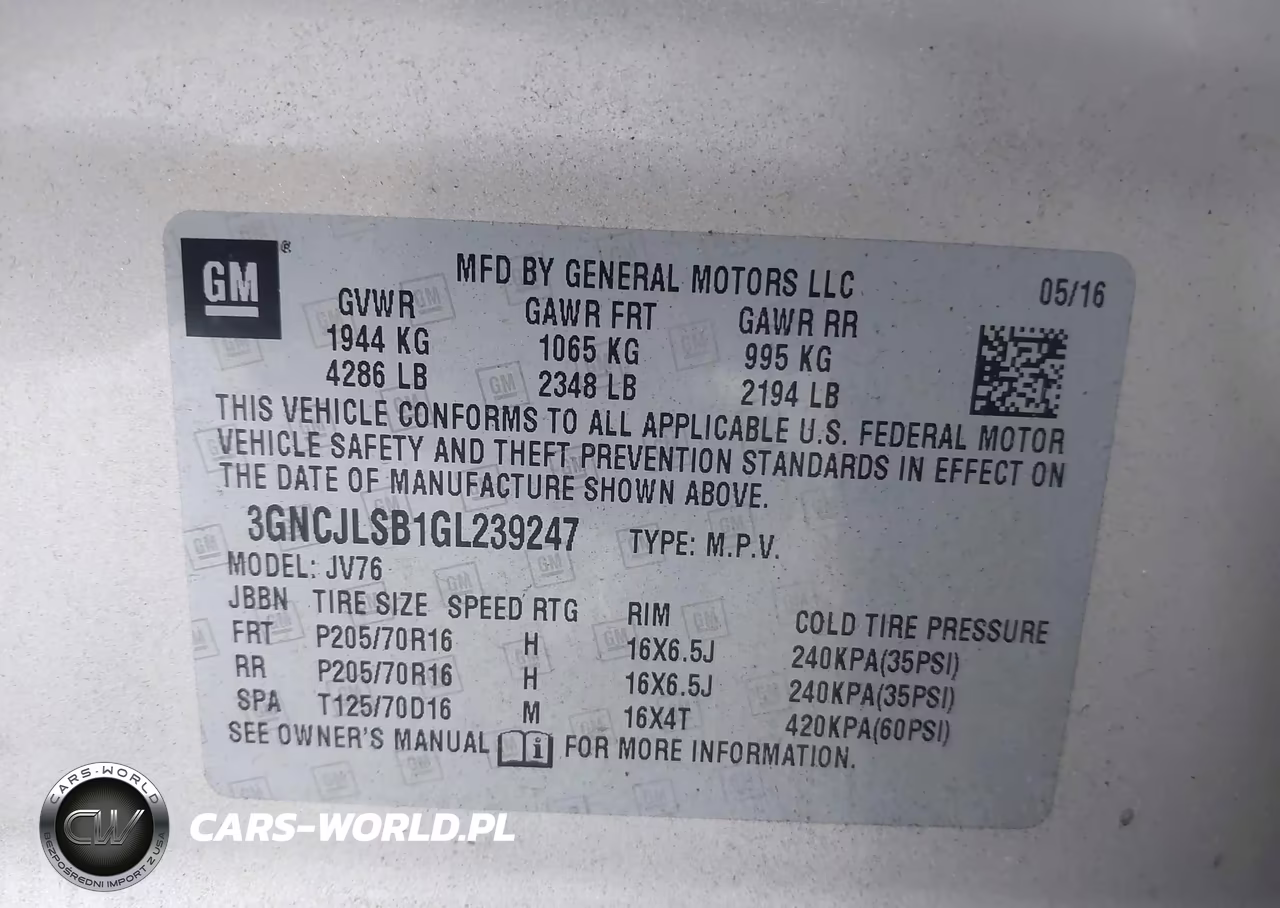 2016 Chevrolet Trax Lt VIN:3GNCJLSB1GL239247 - 9