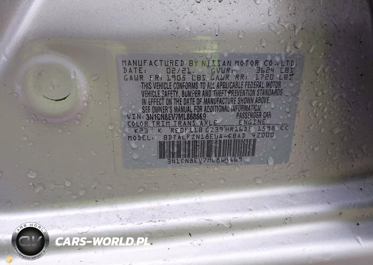 2021 Nissan Versa Sv Xtronic Cvt VIN:3N1CN8EV7ML868669 - 9