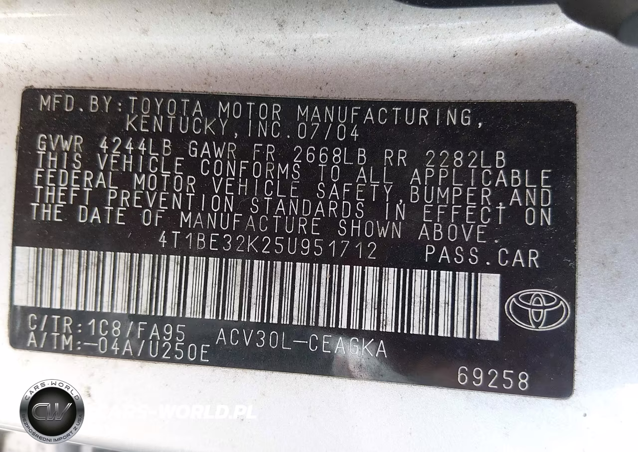 2005 Toyota Camry Xle VIN:4T1BE32K25U951712 - 9