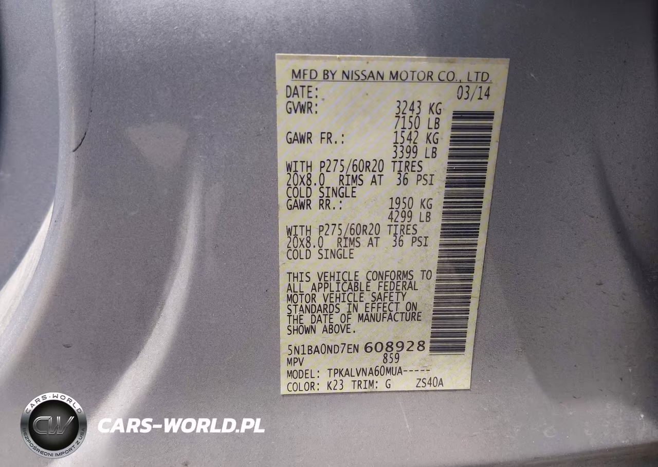 2014 Nissan Armada Sl VIN:5N1BA0ND7EN608928 - 9
