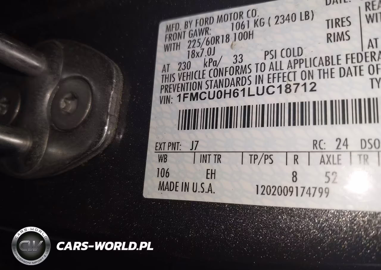 2020 Ford Escape Sel VIN:1FMCU0H61LUC18712 - 9