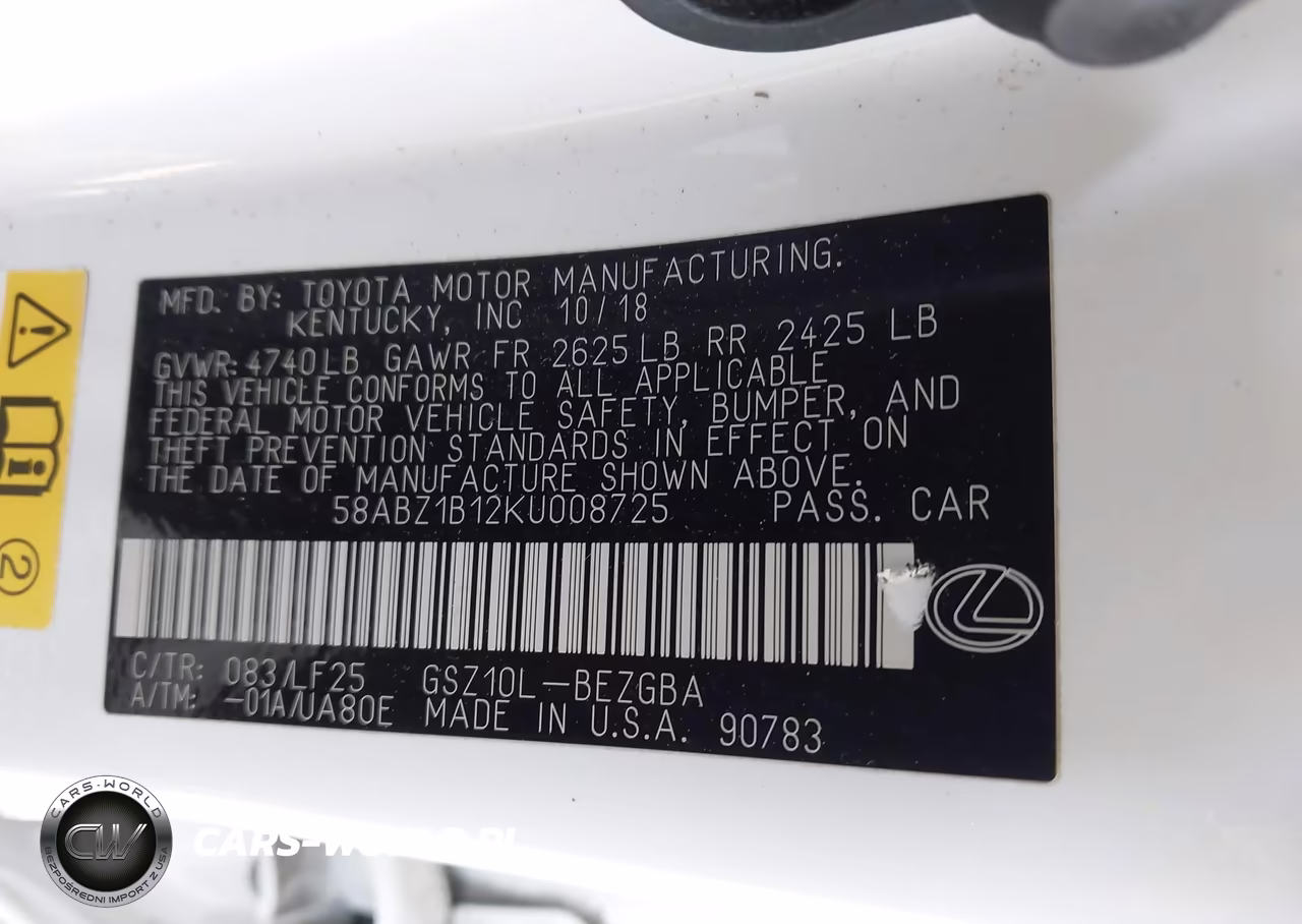 2019 Lexus Es 350 F Sport VIN:58ABZ1B12KU008725 - 9