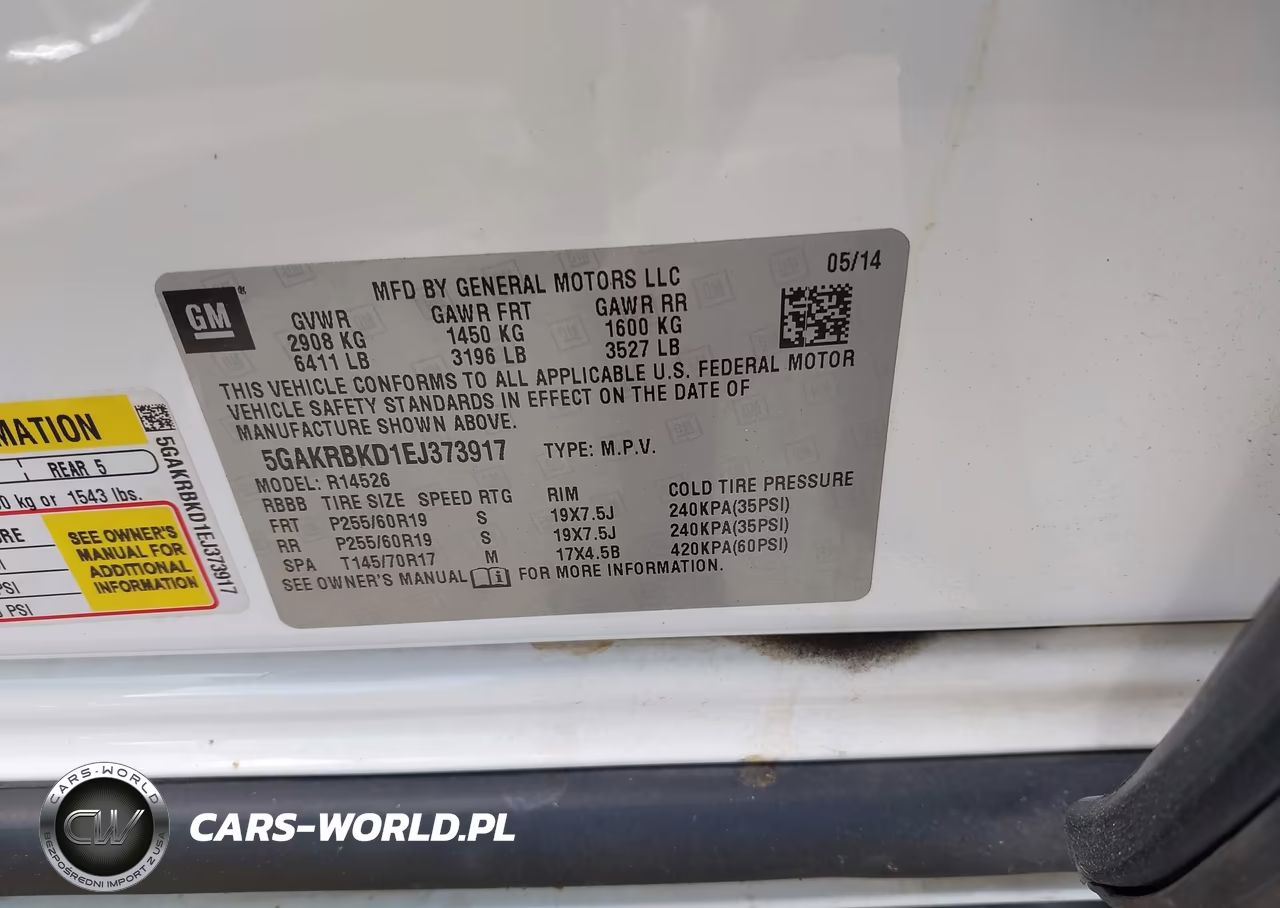 2014 Buick Enclave Leather VIN:5GAKRBKD1EJ373917 - 9
