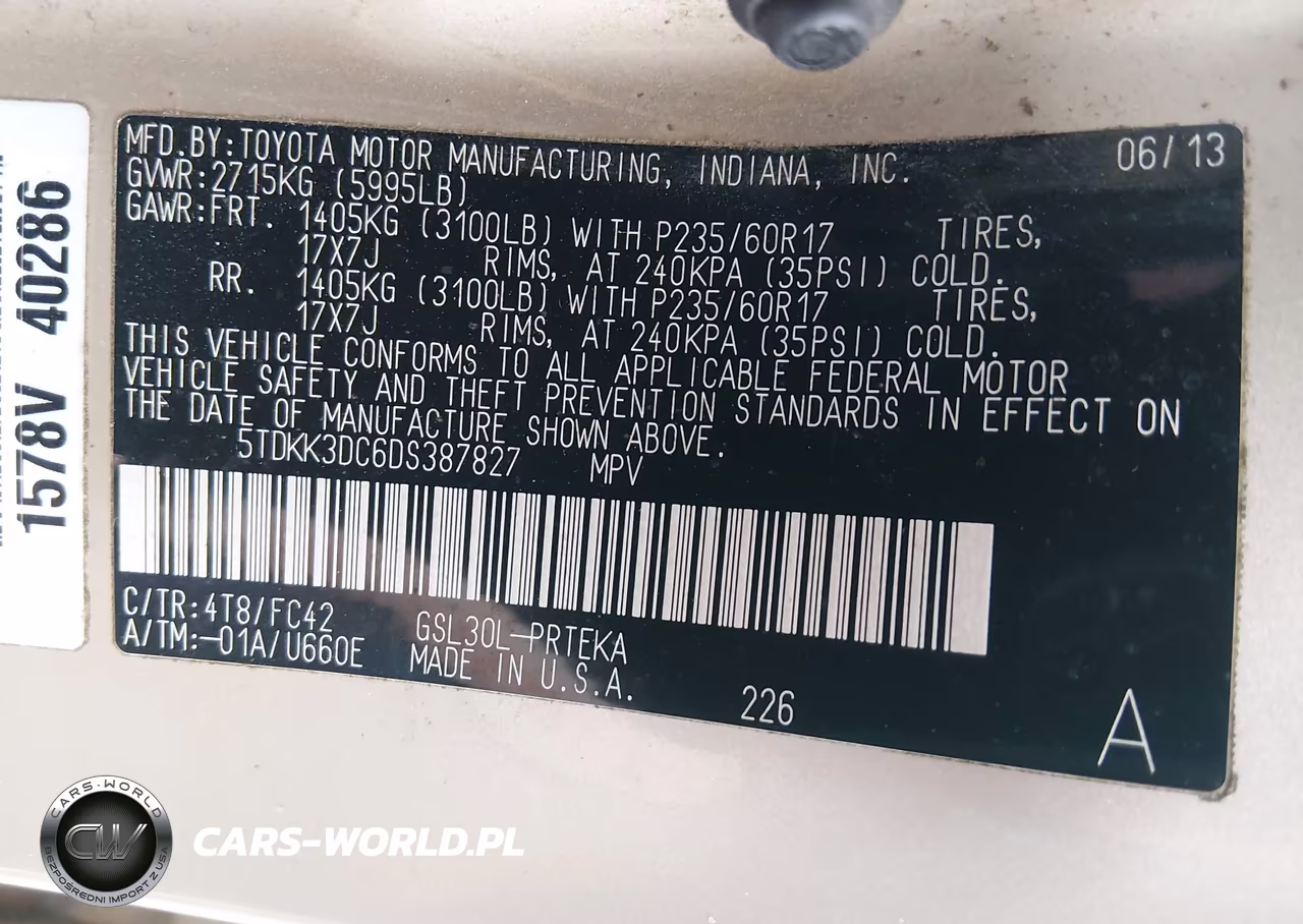 2013 Toyota Sienna Le V6 8 Passenger VIN:5TDKK3DC6DS387827 - 9
