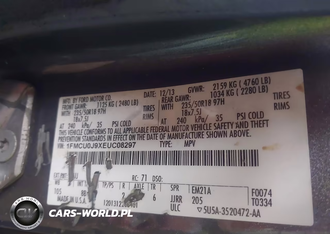 2014 Ford Escape Titanium VIN:1FMCU0J9XEUC08297 - 9