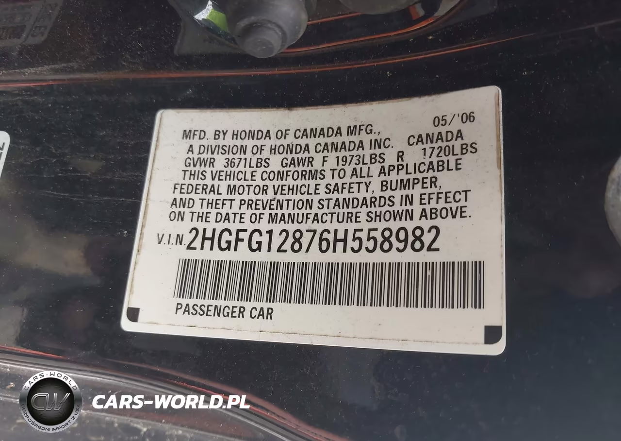 2006 Honda Civic Ex VIN:2HGFG12876H558982 - 9