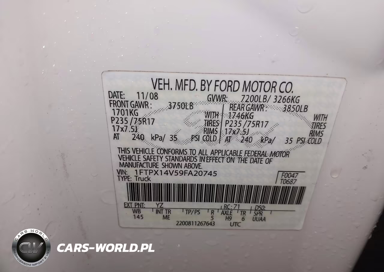 2009 Ford F-150 Fx4-Lariat-Xl-Xlt VIN:1FTPX14V59FA20745 - 9
