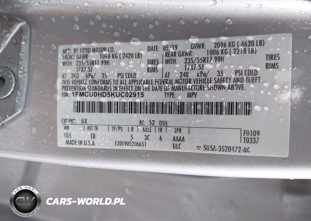 2019 Ford Escape Sel VIN:1FMCU0HD5KUC02915 - 9