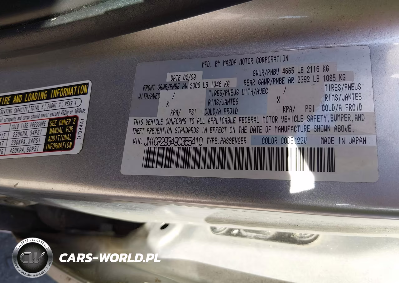 2009 Mazda Mazda5 Sport VIN:JM1CR293490355410 - 9