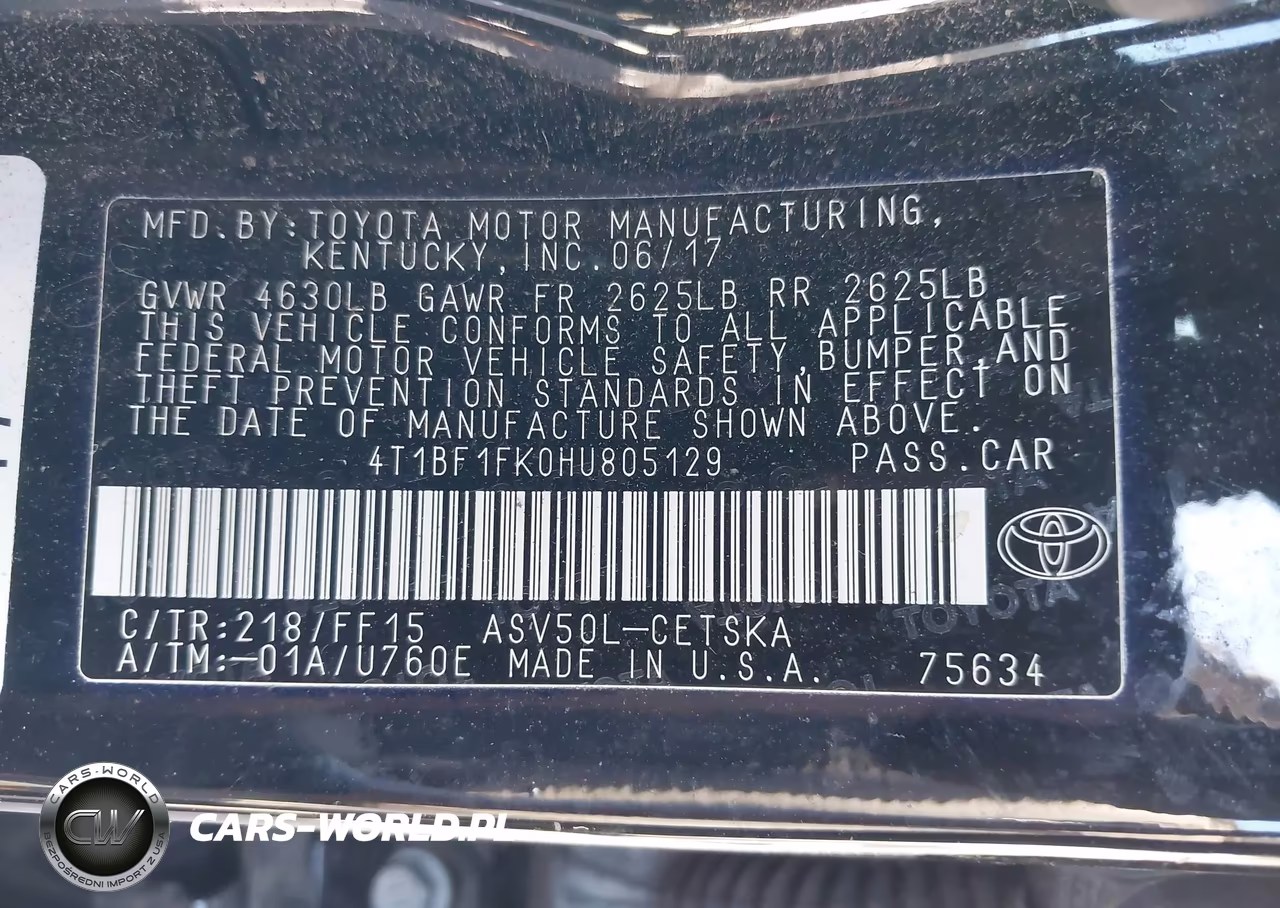 2017 Toyota Camry Se VIN:4T1BF1FK0HU805129 - 9