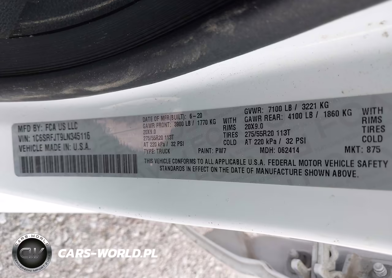 2020 Ram 1500 Laramie 4X4 5'7 Box VIN:1C6SRFJT9LN345116 - 9