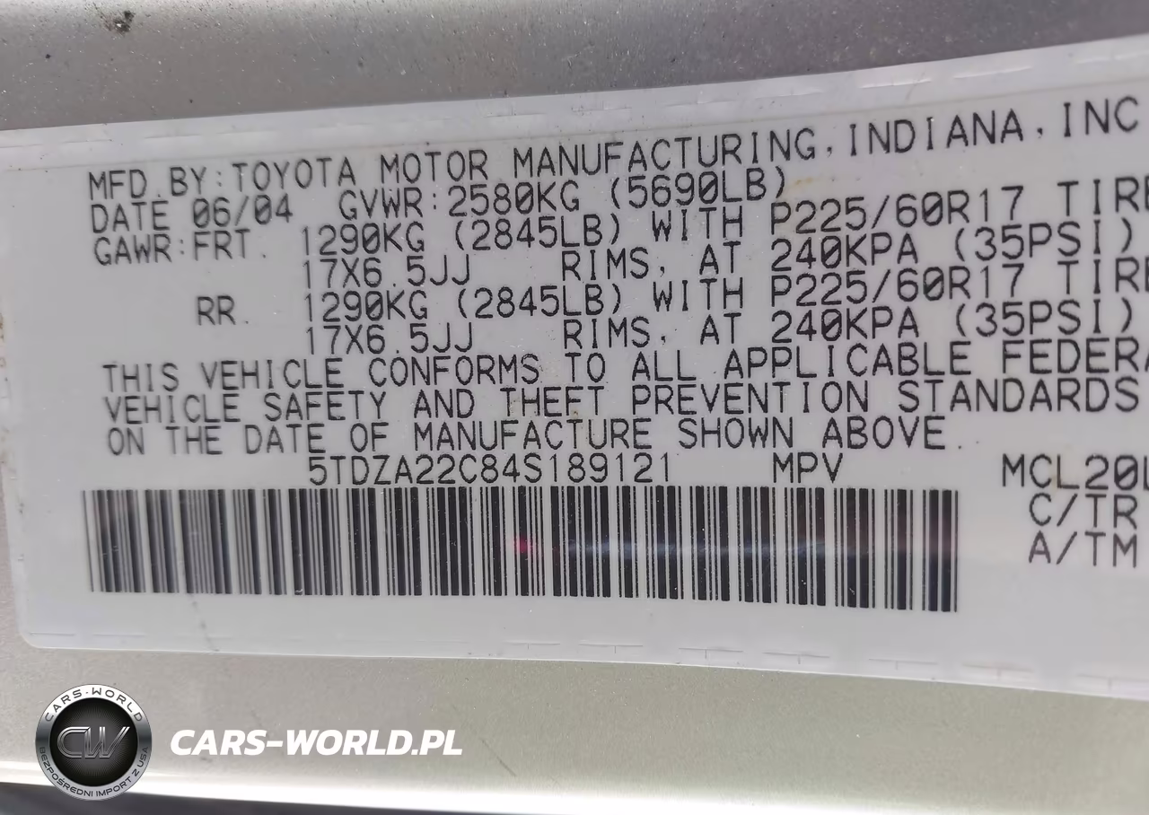 2004 Toyota Sienna Xle Limited VIN:5TDZA22C84S189121 - 9