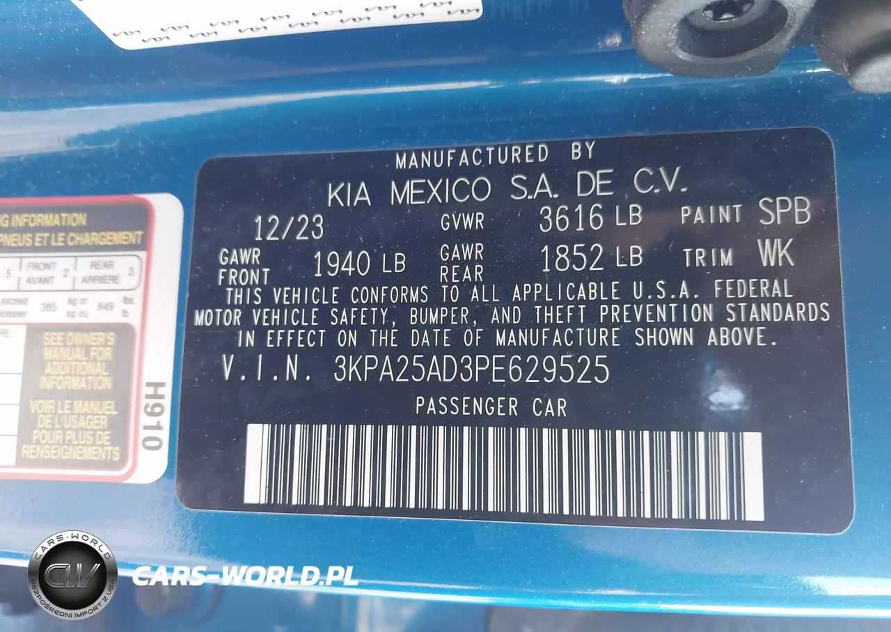 2023 Kia Rio 5-Door S VIN:3KPA25AD3PE629525 - 9
