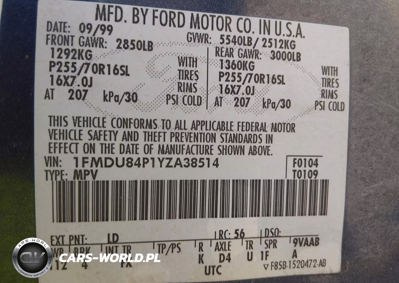 2000 Ford Explorer Eddie Bauer VIN:1FMDU84P1YZA38514 - 9