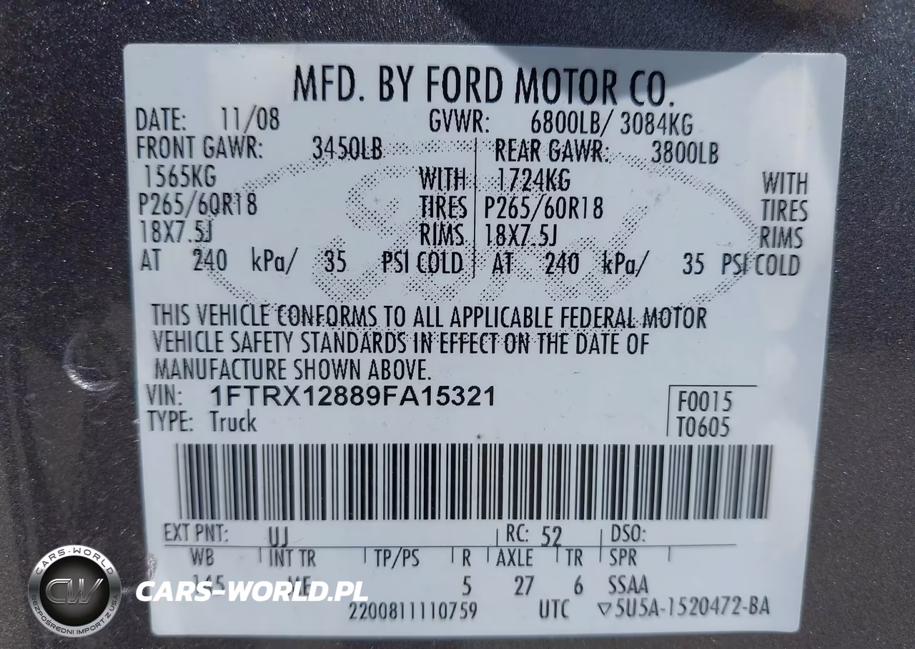 2009 Ford F-150 Stx-Xl-Xlt VIN:1FTRX12889FA15321 - 9