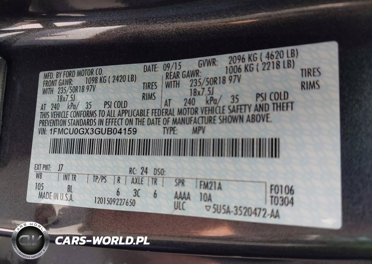 2016 Ford Escape Se VIN:1FMCU0GX3GUB04159 - 9